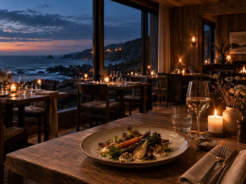 A candlelit dinner with the ocean just outside